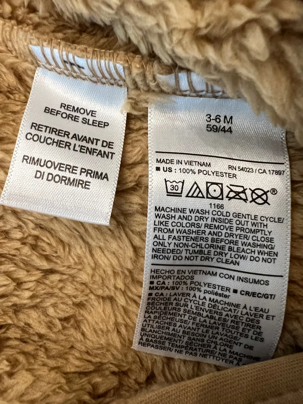 Unisex Baby Sherpa Zip Up Fleece Bunting Hooded Coat Size 3-6 Months